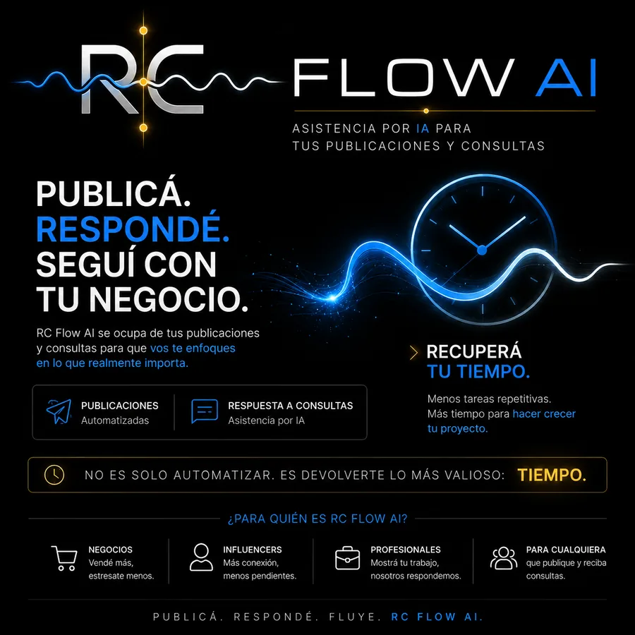 Publicación de RC Flow AI en tonos azules